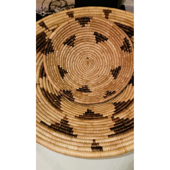 VTG Botswana Coiled Basket Bowl Set 2"Flight of the Swallows" Pattern hand woven - Picture 14 of 16
